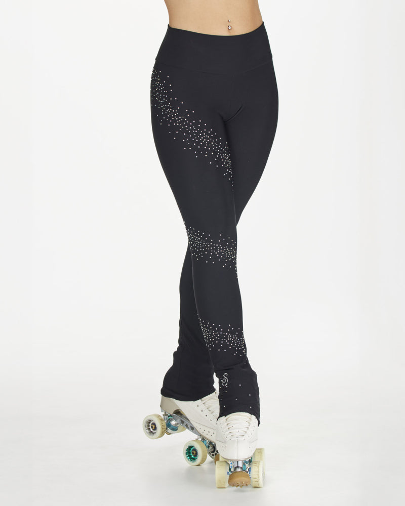 Sagester Thermal skating leggings with a spiral of crystals #478