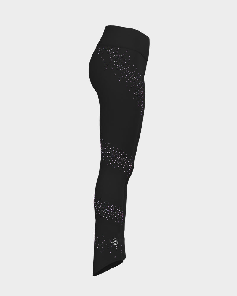 Sagester Thermal skating leggings with a spiral of crystals #478