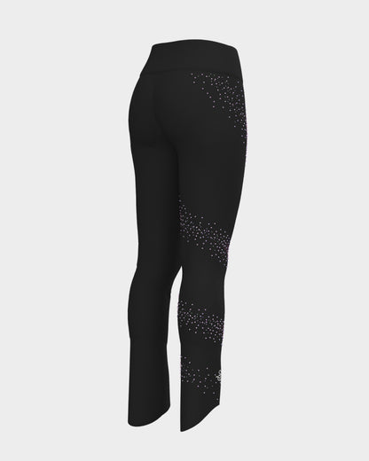 Sagester Thermal skating leggings with a spiral of crystals #478