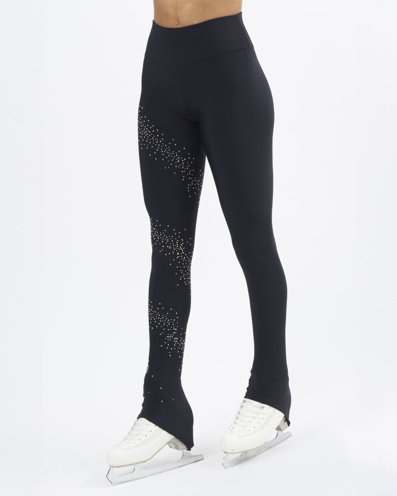 Sagester Thermal skating leggings with a spiral of crystals #478