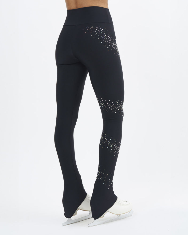 Sagester Thermal skating leggings with a spiral of crystals #478