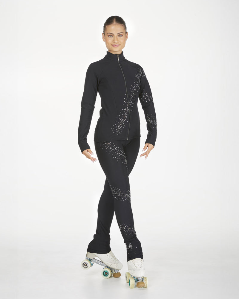 Sagester Thermal skating leggings with a spiral of crystals #478