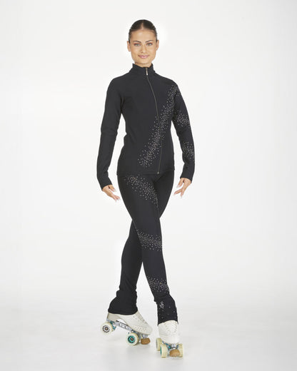 Sagester Thermal skating leggings with a spiral of crystals #478