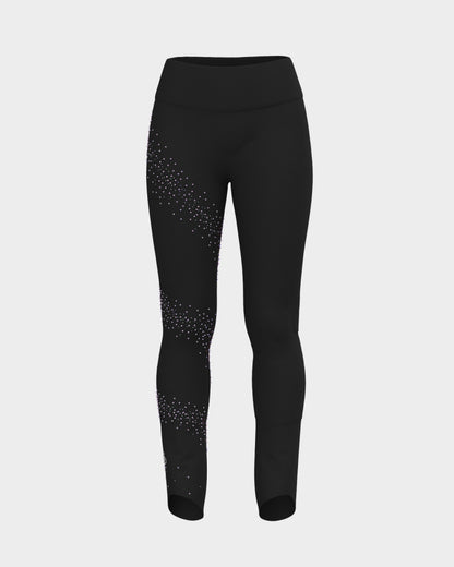 Sagester Thermal skating leggings with a spiral of crystals #478