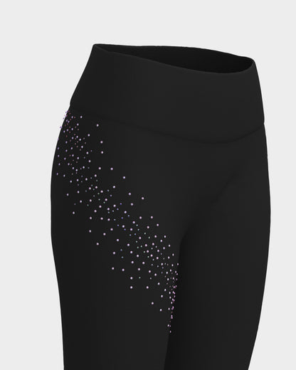Sagester Thermal skating leggings with a spiral of crystals #478
