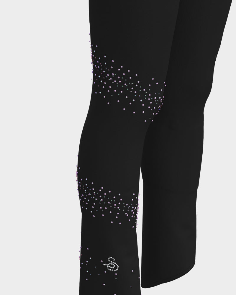 Sagester Thermal skating leggings with a spiral of crystals #478