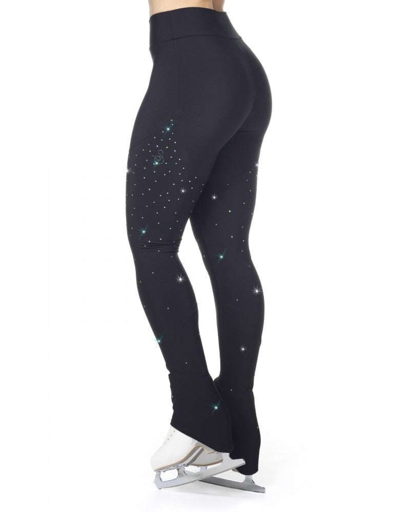 Sagester Green thermal leggings with crystals #474