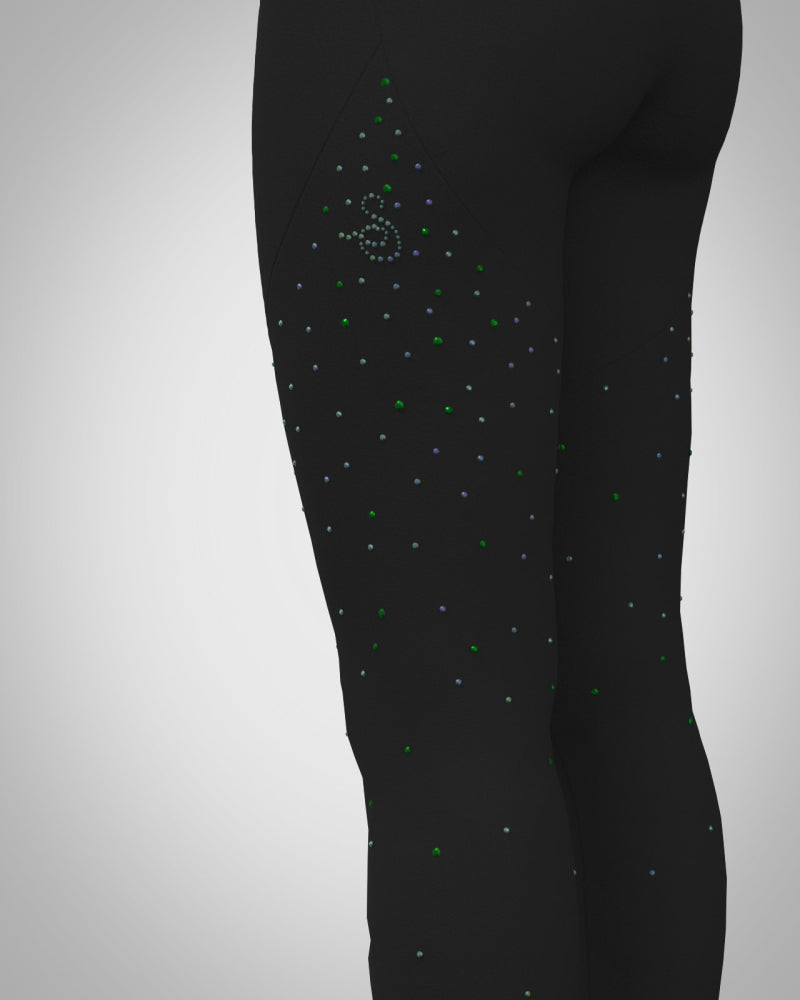 Sagester Green thermal leggings with crystals #474