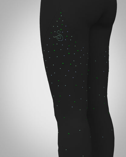 Sagester Green thermal leggings with crystals #474