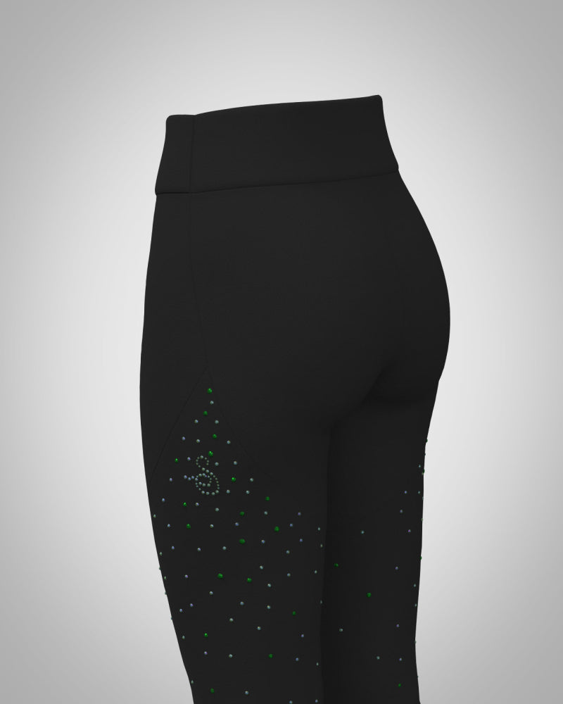 Sagester Green thermal leggings with crystals #474