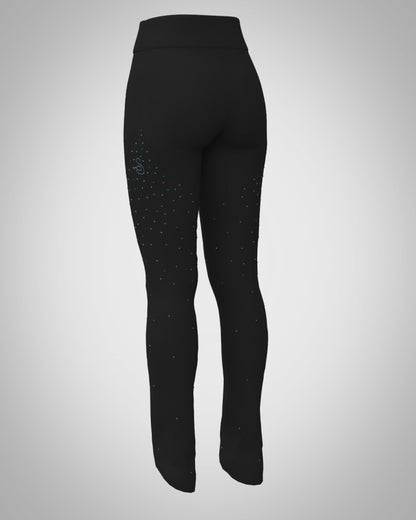 Sagester Green thermal leggings with crystals #474