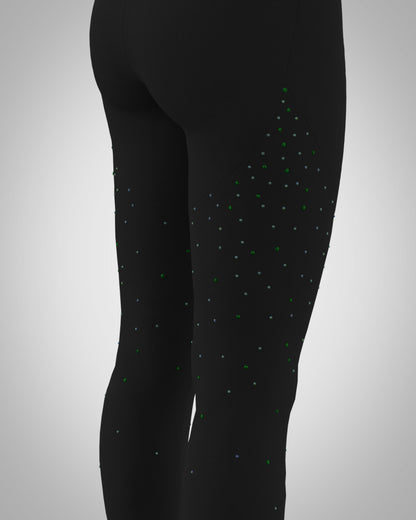 Sagester Green thermal leggings with crystals #474