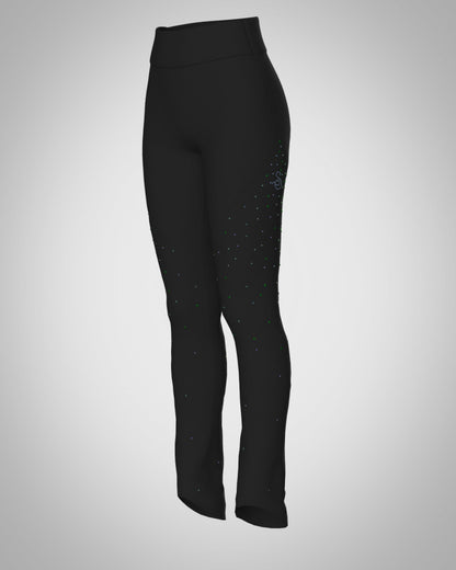 Sagester Green thermal leggings with crystals #474