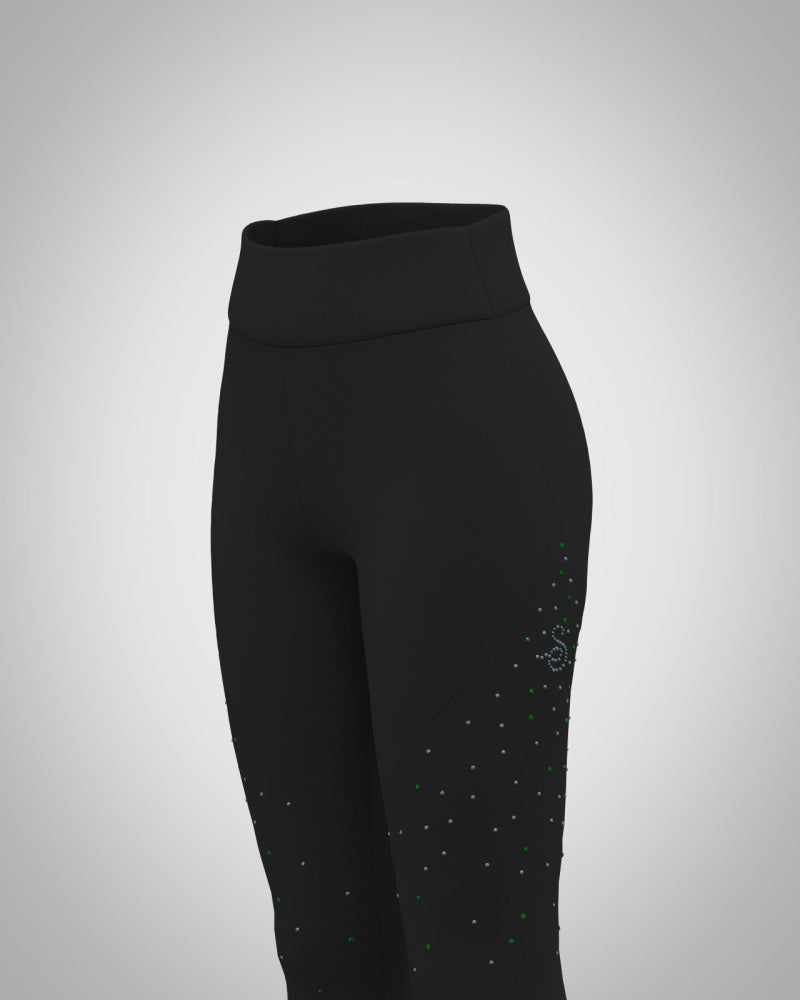 Sagester Green thermal leggings with crystals #474