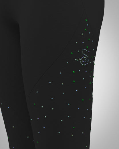 Sagester Green thermal leggings with crystals #474