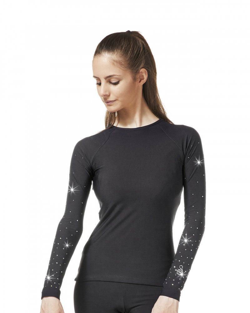 SAGESTER  long-sleeve t-shirt with crystals on the sleeves Mod. 061/N