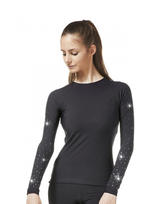 SAGESTER  long-sleeve t-shirt with crystals on the sleeves Mod. 061/N